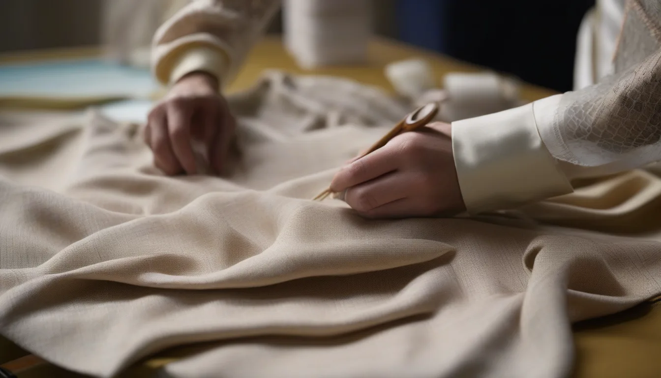 A garment sample being adjusted on a pattern table